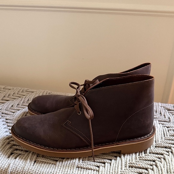 Clarks Bushacre Brown Leather Chukka Boots Men's 10 - Picture 3 of 9